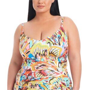 NWT Bleu by Rod Beattie Plus Size Break The Mold Printed Tankini Top